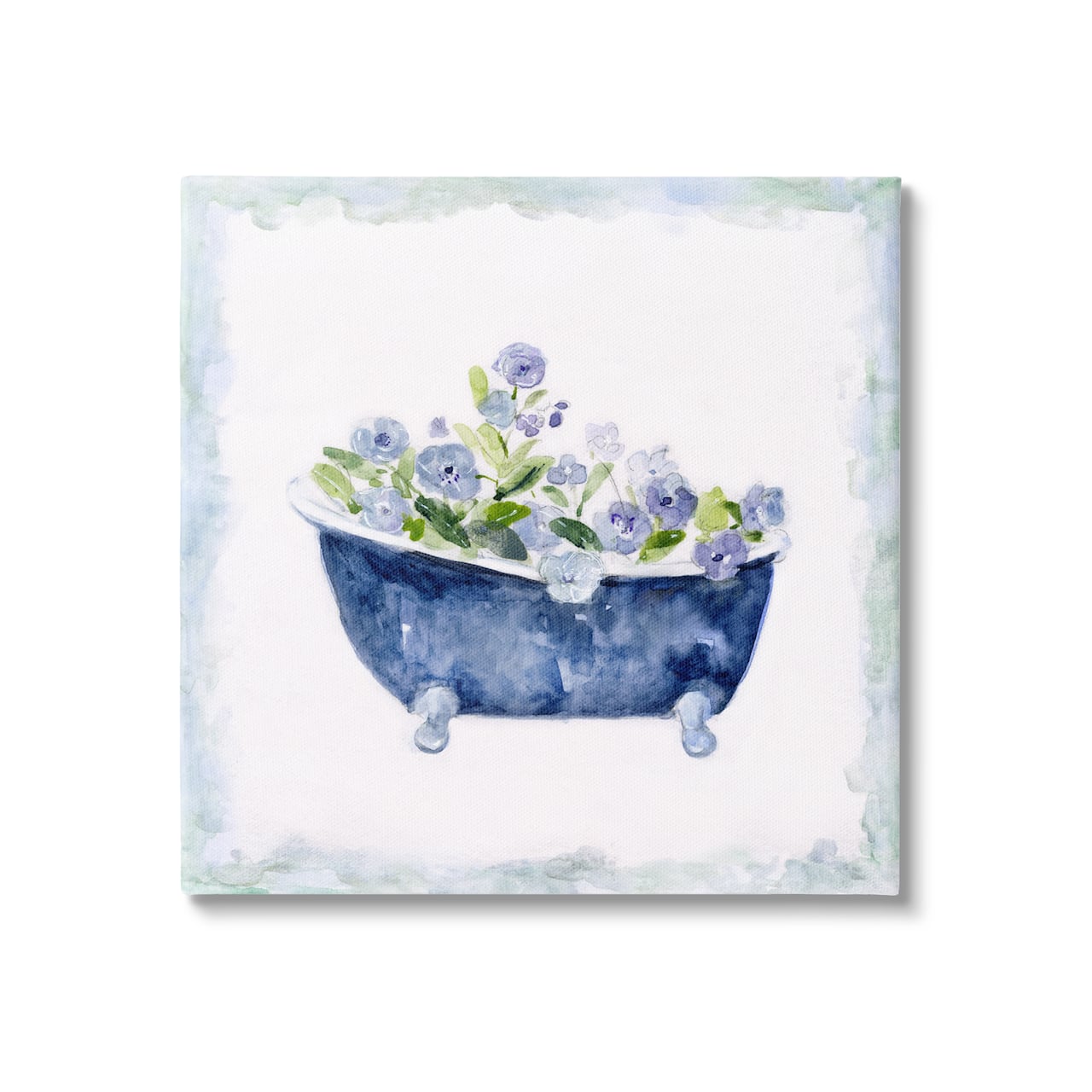Stupell Industries Charming Blue Foral Bathtub Botanical Canvas Wall Art